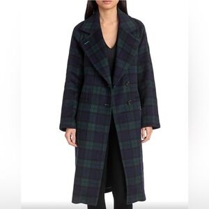Aven Les Filles Plaid Wool-Blend Coat